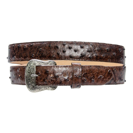 TANNER MARK BELT Rustic Brown Ostrich Print - Rancho Sementalvariable