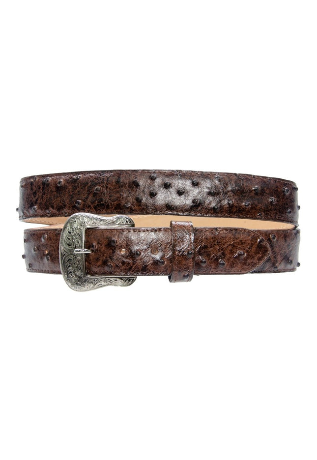 TANNER MARK BELT Rustic Brown Ostrich Print - Rancho Sementalvariable