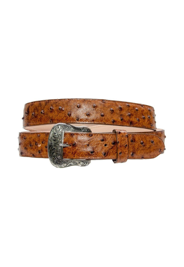 TANNER MARK BELT Rustic Cognac Ostrich Print - Rancho Sementalvariable