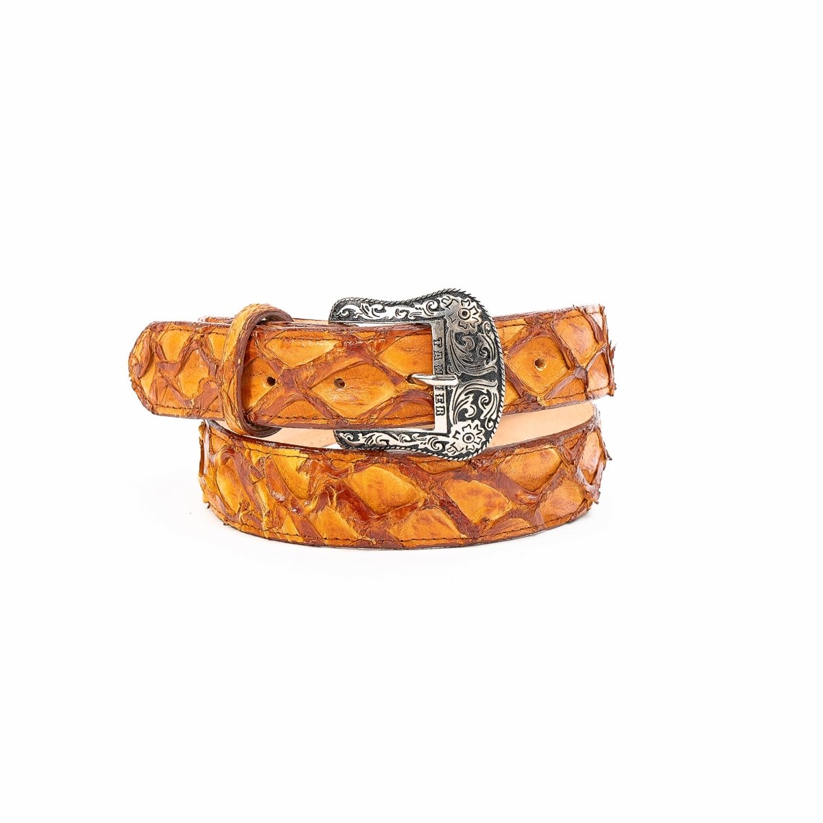 TANNER MARK EXOTIC BELT Monster Fish Brandy Luxury Belt - Rancho Sementalvariable