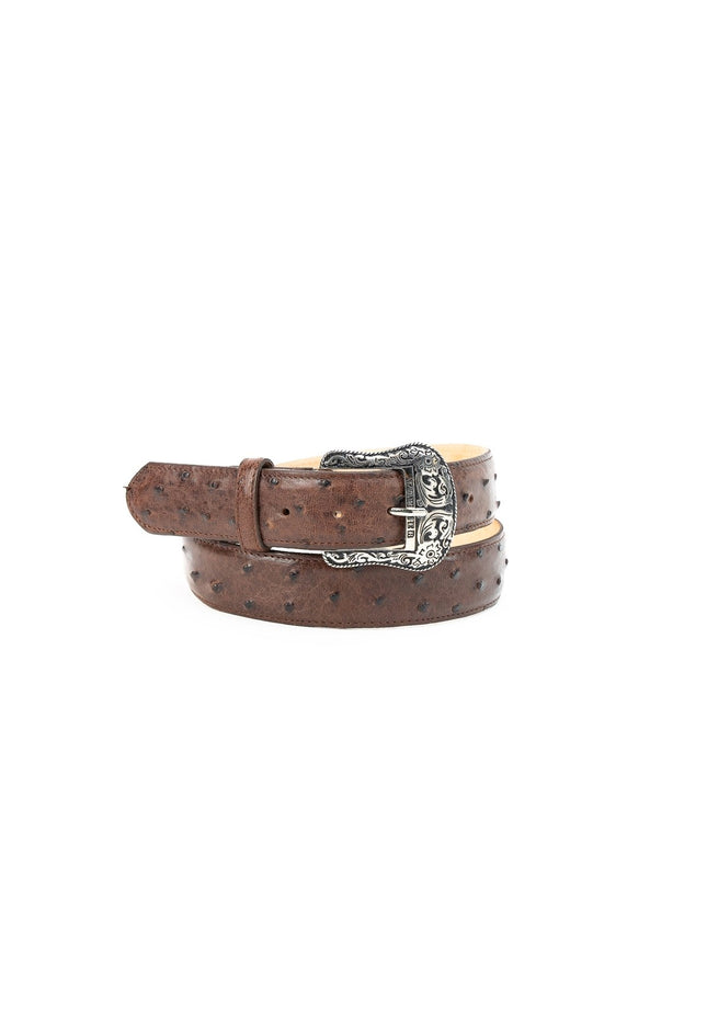 TANNER MARK EXOTIC BELT Ostrich Brown Luxury Belt - Rancho Sementalvariable