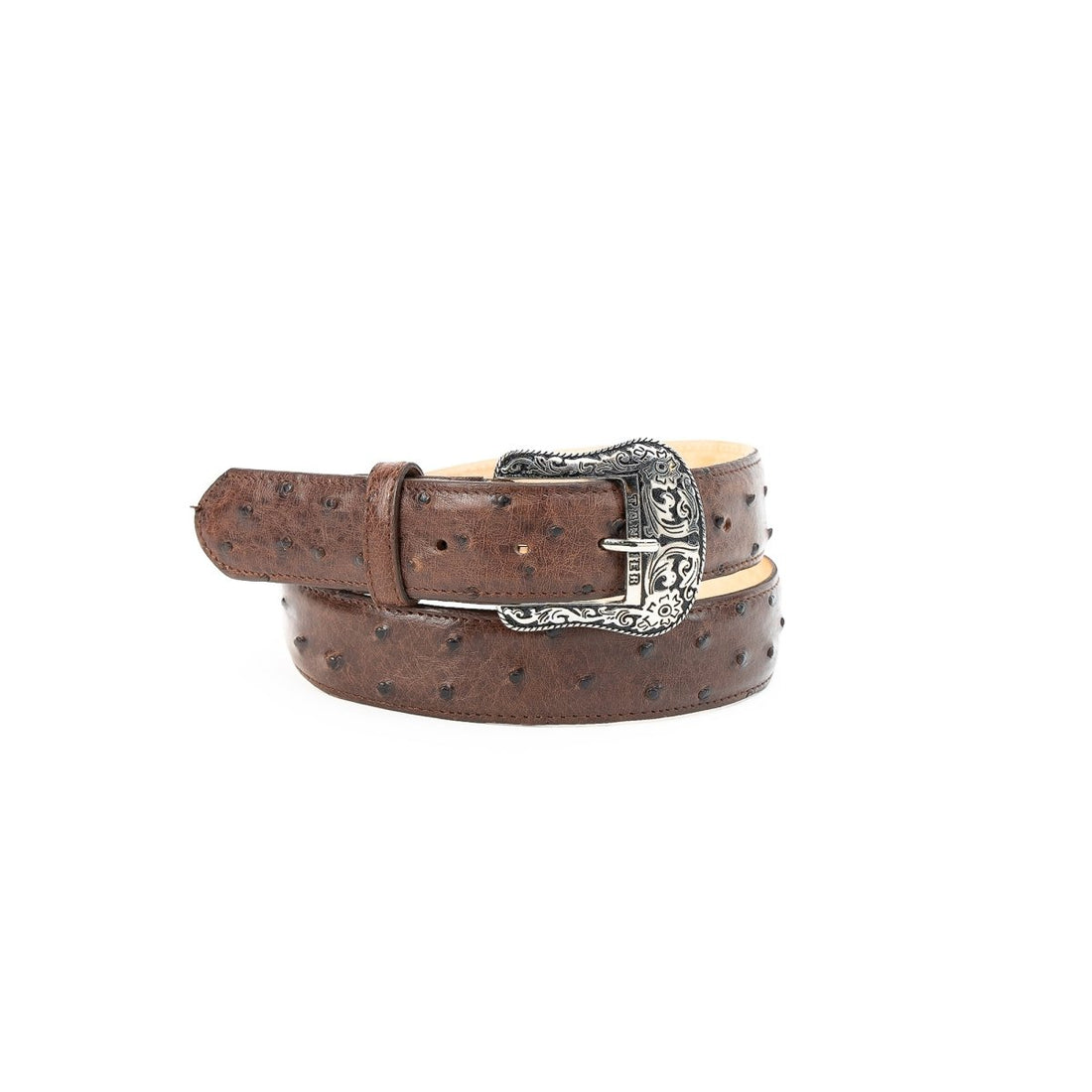 TANNER MARK EXOTIC BELT Ostrich Brown Luxury Belt - Rancho Sementalvariable