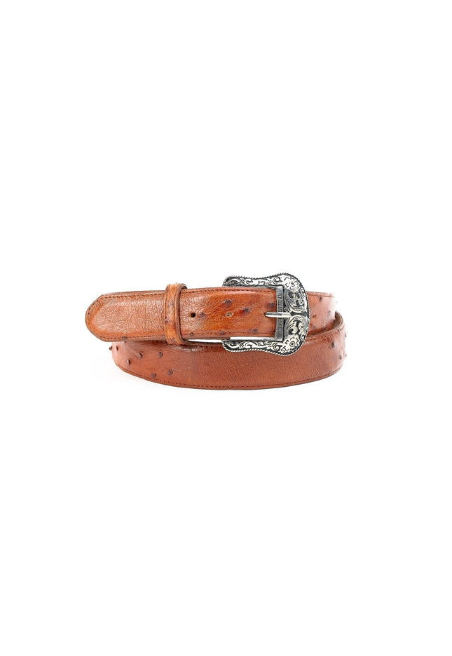 TANNER MARK EXOTIC BELT Ostrich Cognac Luxury Belt - Rancho Sementalvariable