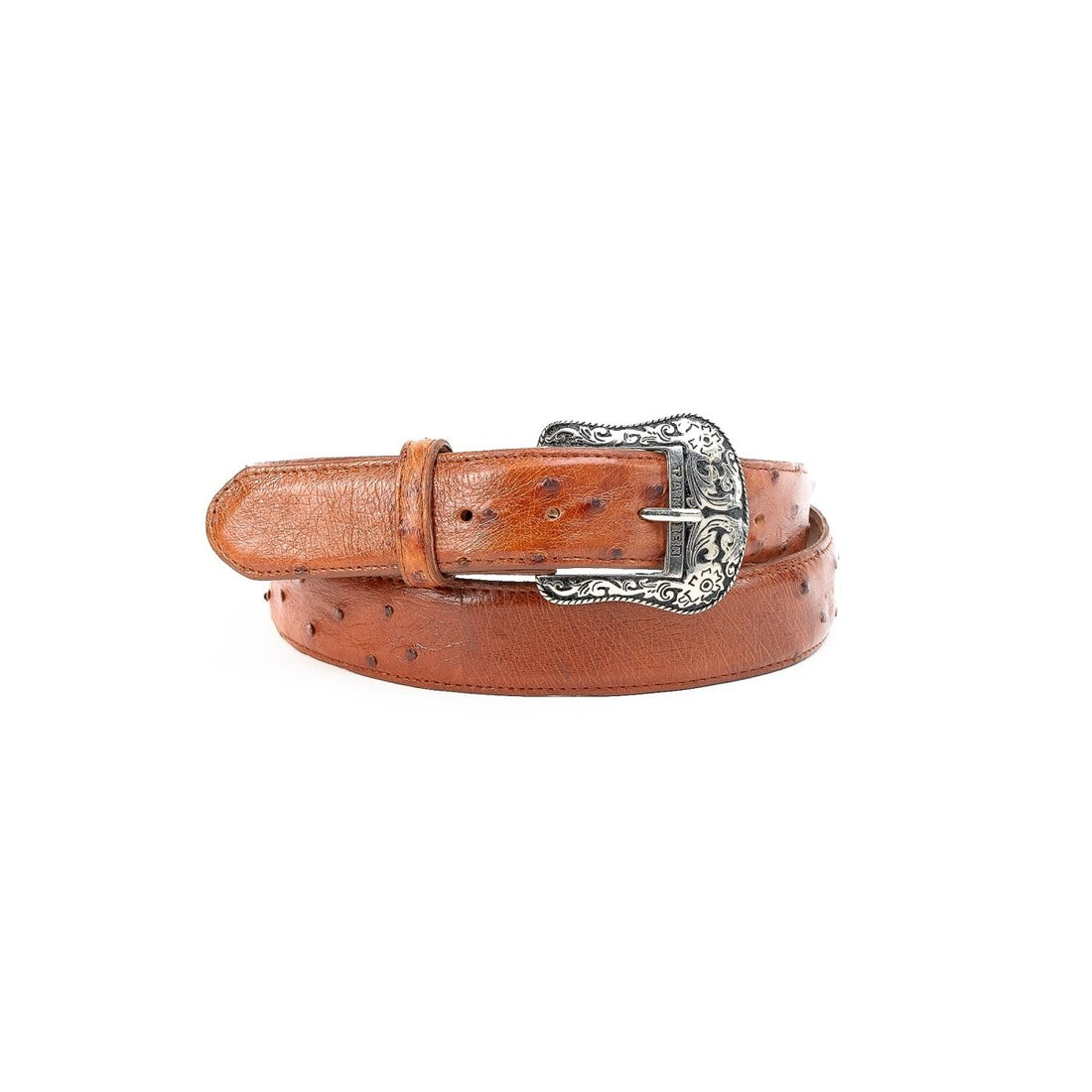 TANNER MARK EXOTIC BELT Ostrich Cognac Luxury Belt - Rancho Sementalvariable