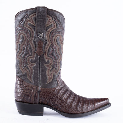TANNER MARK EXOTIC LEATHER Caiman Belly Brown Cowboy Boots - Rancho Sementalvariable