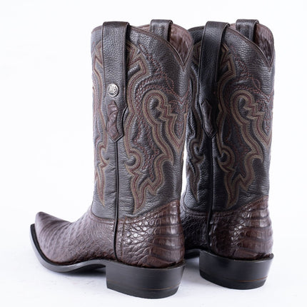 TANNER MARK EXOTIC LEATHER Caiman Belly Brown Cowboy Boots - Rancho Sementalvariable