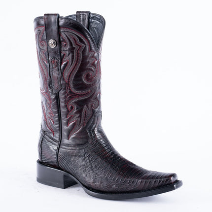 TANNER MARK EXOTIC LEATHER Lizard Black Cherry Cowboy Boots Euro Toe - Rancho Sementalvariable