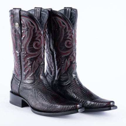 TANNER MARK EXOTIC LEATHER Lizard Black Cherry Cowboy Boots Euro Toe - Rancho Sementalvariable