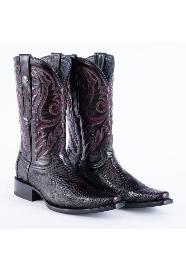 TANNER MARK EXOTIC LEATHER Lizard Black Cherry Cowboy Boots Euro Toe - Rancho Sementalvariable