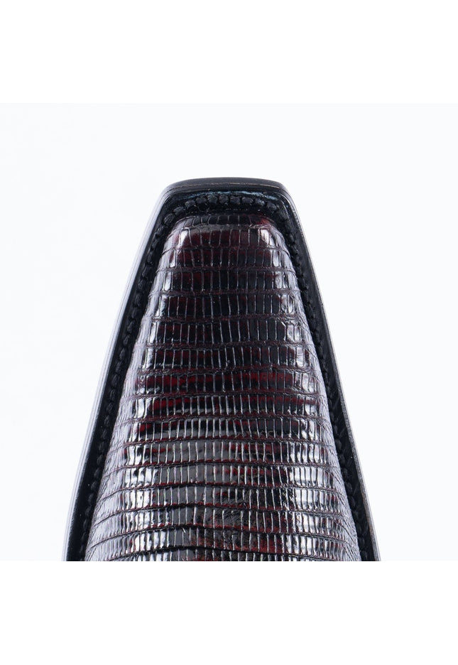 TANNER MARK EXOTIC LEATHER Lizard Black Cherry Cowboy Boots Euro Toe - Rancho Sementalvariable