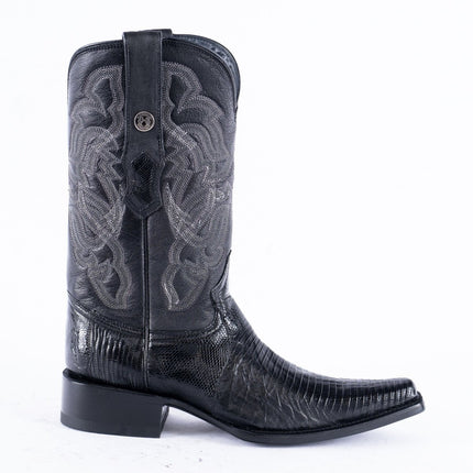 TANNER MARK EXOTIC LEATHER Lizard Black Cowboy Boots Euro Toe - Rancho Sementalvariable