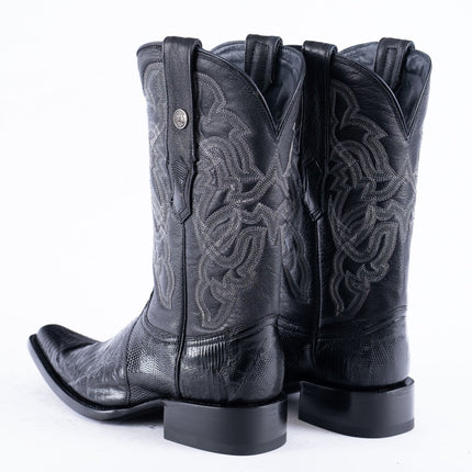TANNER MARK EXOTIC LEATHER Lizard Black Cowboy Boots Euro Toe - Rancho Sementalvariable