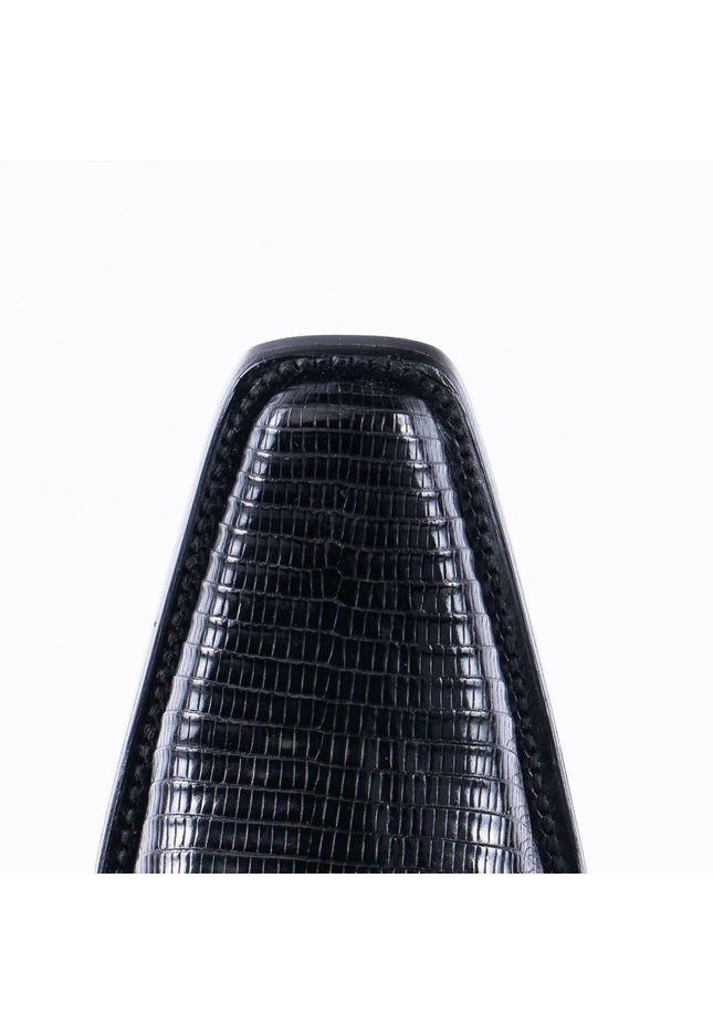 TANNER MARK EXOTIC LEATHER Lizard Black Cowboy Boots Euro Toe - Rancho Sementalvariable