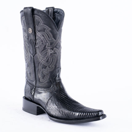 TANNER MARK EXOTIC LEATHER Lizard Black Cowboy Boots Euro Toe - Rancho Sementalvariable