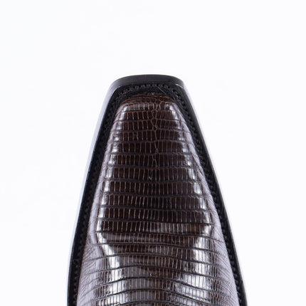 TANNER MARK EXOTIC LEATHER Lizard Brown Cowboy Boots Euro Toe - Rancho Sementalvariable