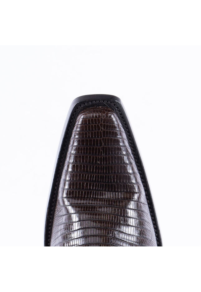 TANNER MARK EXOTIC LEATHER Lizard Brown Cowboy Boots Euro Toe - Rancho Sementalvariable