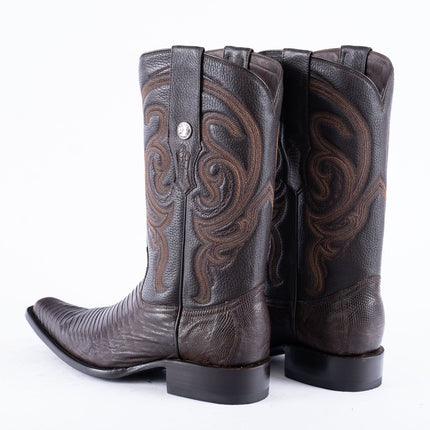 TANNER MARK EXOTIC LEATHER Lizard Brown Cowboy Boots Euro Toe - Rancho Sementalvariable