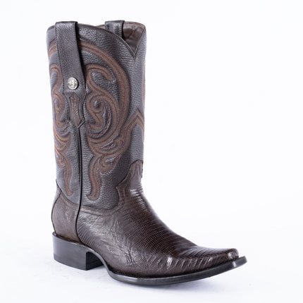 TANNER MARK EXOTIC LEATHER Lizard Brown Cowboy Boots Euro Toe - Rancho Sementalvariable