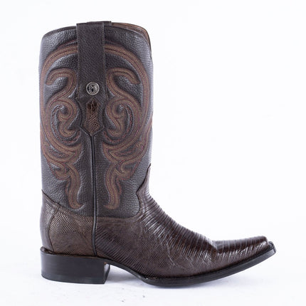 TANNER MARK EXOTIC LEATHER Lizard Brown Cowboy Boots Euro Toe - Rancho Sementalvariable
