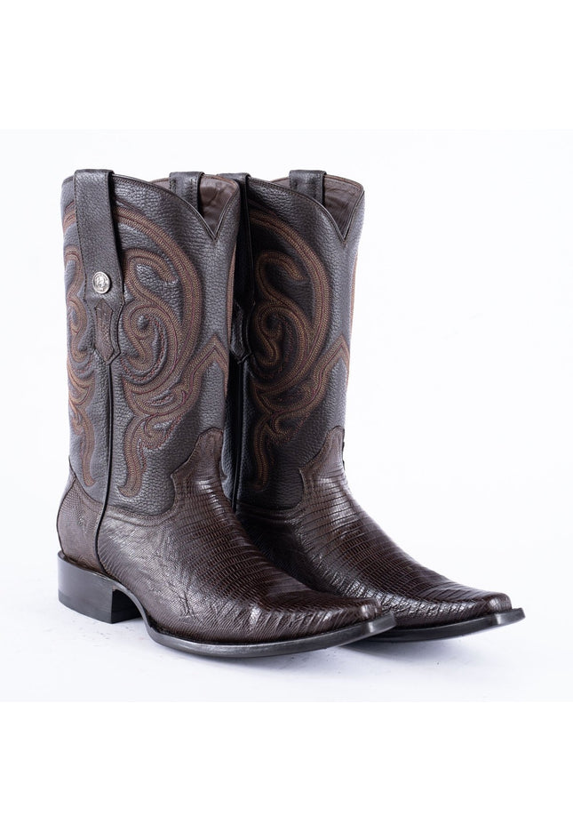 TANNER MARK EXOTIC LEATHER Lizard Brown Cowboy Boots Euro Toe - Rancho Sementalvariable