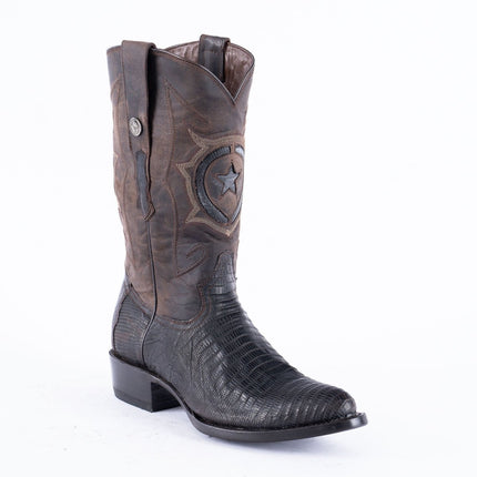 TANNER MARK EXOTIC LEATHER Lizard Oiled Nicotine Cowboy Boots Round Toe - Rancho Sementalvariable