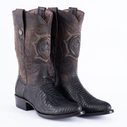 TANNER MARK EXOTIC LEATHER Lizard Oiled Nicotine Cowboy Boots Round Toe - Rancho Sementalvariable