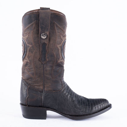 TANNER MARK EXOTIC LEATHER Lizard Oiled Nicotine Cowboy Boots Round Toe - Rancho Sementalvariable