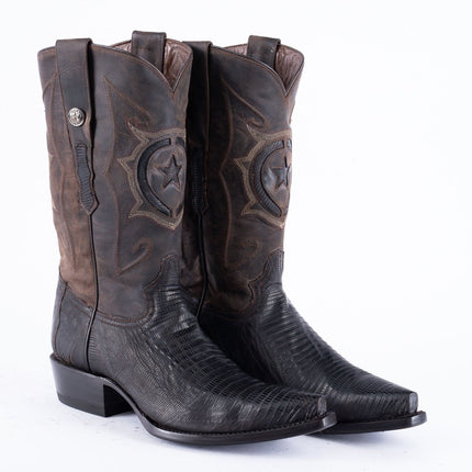 TANNER MARK EXOTIC LEATHER Lizard Oiled Nicotine Cowboy Boots Snip Toe - Rancho Sementalvariable
