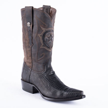 TANNER MARK EXOTIC LEATHER Lizard Oiled Nicotine Cowboy Boots Snip Toe - Rancho Sementalvariable