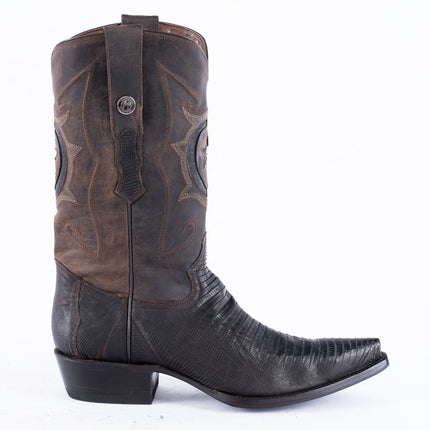 TANNER MARK EXOTIC LEATHER Lizard Oiled Nicotine Cowboy Boots Snip Toe - Rancho Sementalvariable