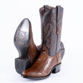 TANNER MARK EXOTIC LEATHER Ostrich Leg Brown Cowboy Boots Snip Toe - Rancho Sementalvariable