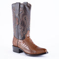 TANNER MARK EXOTIC LEATHER Ostrich Leg Brown Cowboy Boots Snip Toe - Rancho Sementalvariable