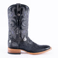 TANNER MARK EXOTIC LEATHER Ostrich Leg Brush Black Cowboy Boots - Rancho Sementalvariable