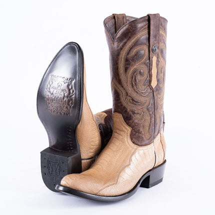 TANNER MARK EXOTIC LEATHER Ostrich Leg MD Antique Cowboy Boots - Rancho Sementalvariable