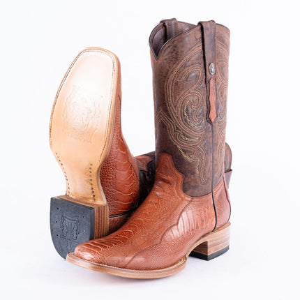 TANNER MARK EXOTIC LEATHER Ostrich Leg MD Brandy Cowboy Boots - Rancho Sementalvariable