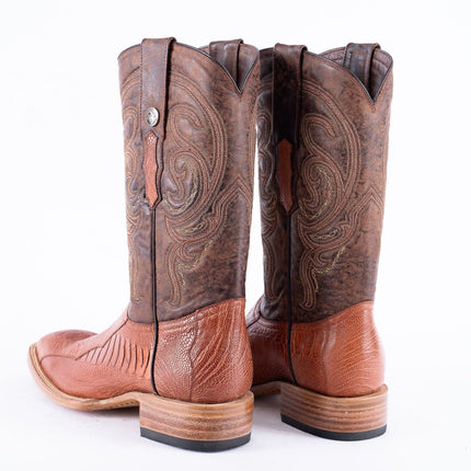 TANNER MARK EXOTIC LEATHER Ostrich Leg MD Brandy Cowboy Boots - Rancho Sementalvariable