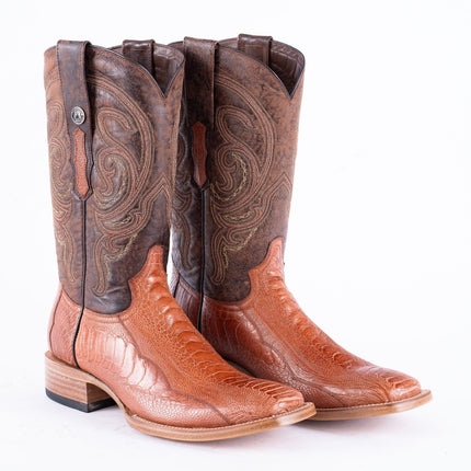 TANNER MARK EXOTIC LEATHER Ostrich Leg MD Brandy Cowboy Boots - Rancho Sementalvariable