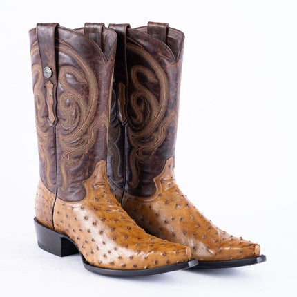 TANNER MARK EXOTIC LEATHER Ostrich MD Antique Cowboy Boots Snip Toe - Rancho Sementalvariable
