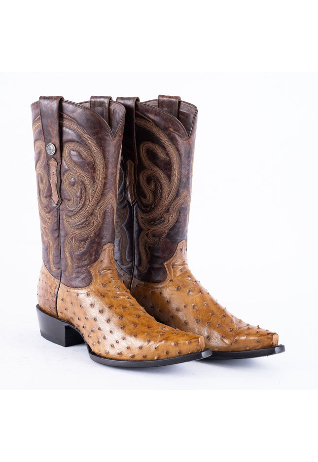 TANNER MARK EXOTIC LEATHER Ostrich MD Antique Cowboy Boots Snip Toe - Rancho Sementalvariable