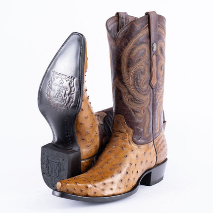 TANNER MARK EXOTIC LEATHER Ostrich MD Antique Cowboy Boots Snip Toe - Rancho Sementalvariable
