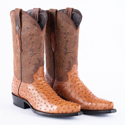 TANNER MARK EXOTIC LEATHER Ostrich MD Brandy Cowboy Boots Snip Toe - Rancho Sementalvariable