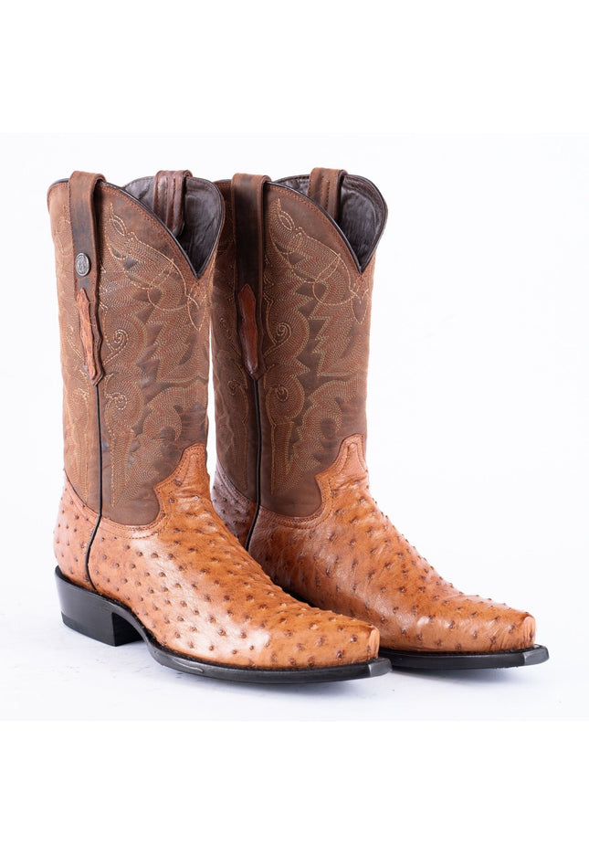 TANNER MARK EXOTIC LEATHER Ostrich MD Brandy Cowboy Boots Snip Toe - Rancho Sementalvariable