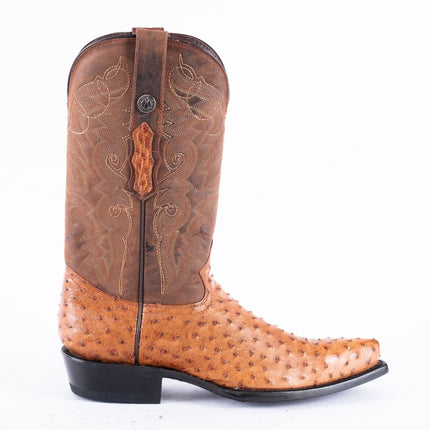 TANNER MARK EXOTIC LEATHER Ostrich MD Brandy Cowboy Boots Snip Toe - Rancho Sementalvariable