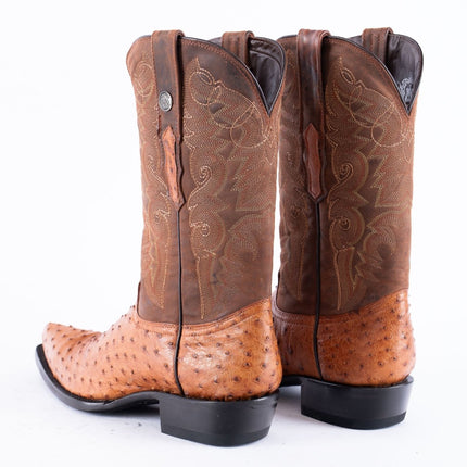 TANNER MARK EXOTIC LEATHER Ostrich MD Brandy Cowboy Boots Snip Toe - Rancho Sementalvariable