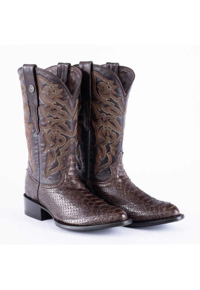TANNER MARK EXOTIC LEATHER Python MD KT Cowboy Boots Round Toe - Rancho Sementalvariable