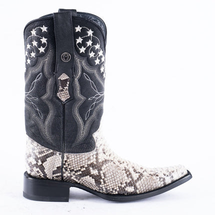 TANNER MARK EXOTIC LEATHER Python Natural Cowboy Boots Euro Toe - Rancho Sementalvariable