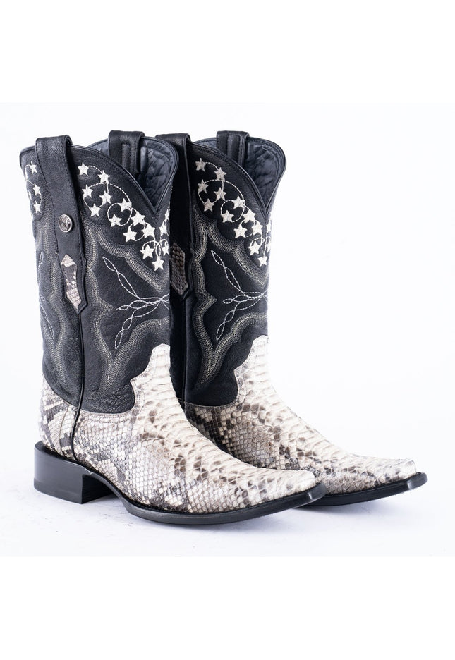 TANNER MARK EXOTIC LEATHER Python Natural Cowboy Boots Euro Toe - Rancho Sementalvariable