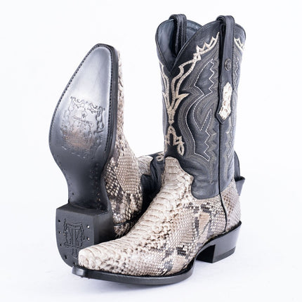 TANNER MARK EXOTIC LEATHER Python Natural Cowboy Boots Snip Toe - Rancho Sementalvariable
