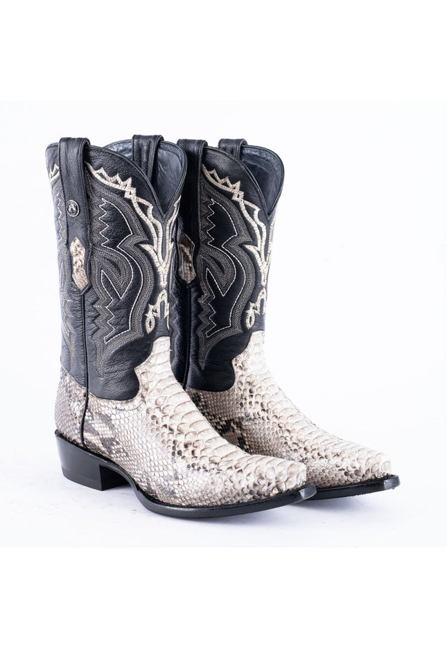 TANNER MARK EXOTIC LEATHER Python Natural Cowboy Boots Snip Toe - Rancho Sementalvariable