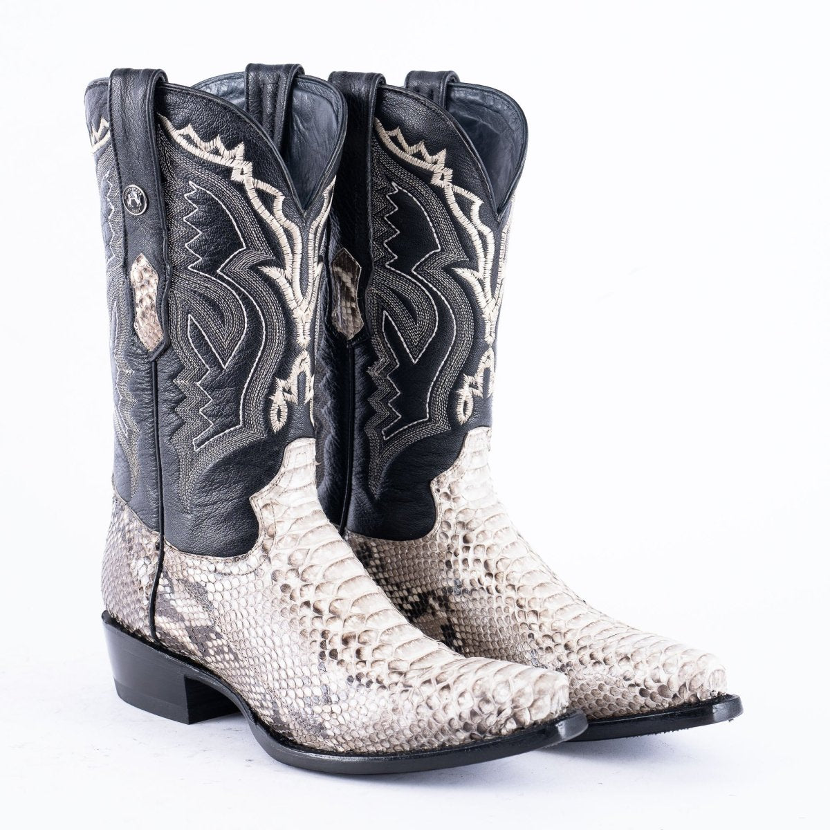 TANNER MARK EXOTIC LEATHER Python Natural Cowboy Boots Snip Toe